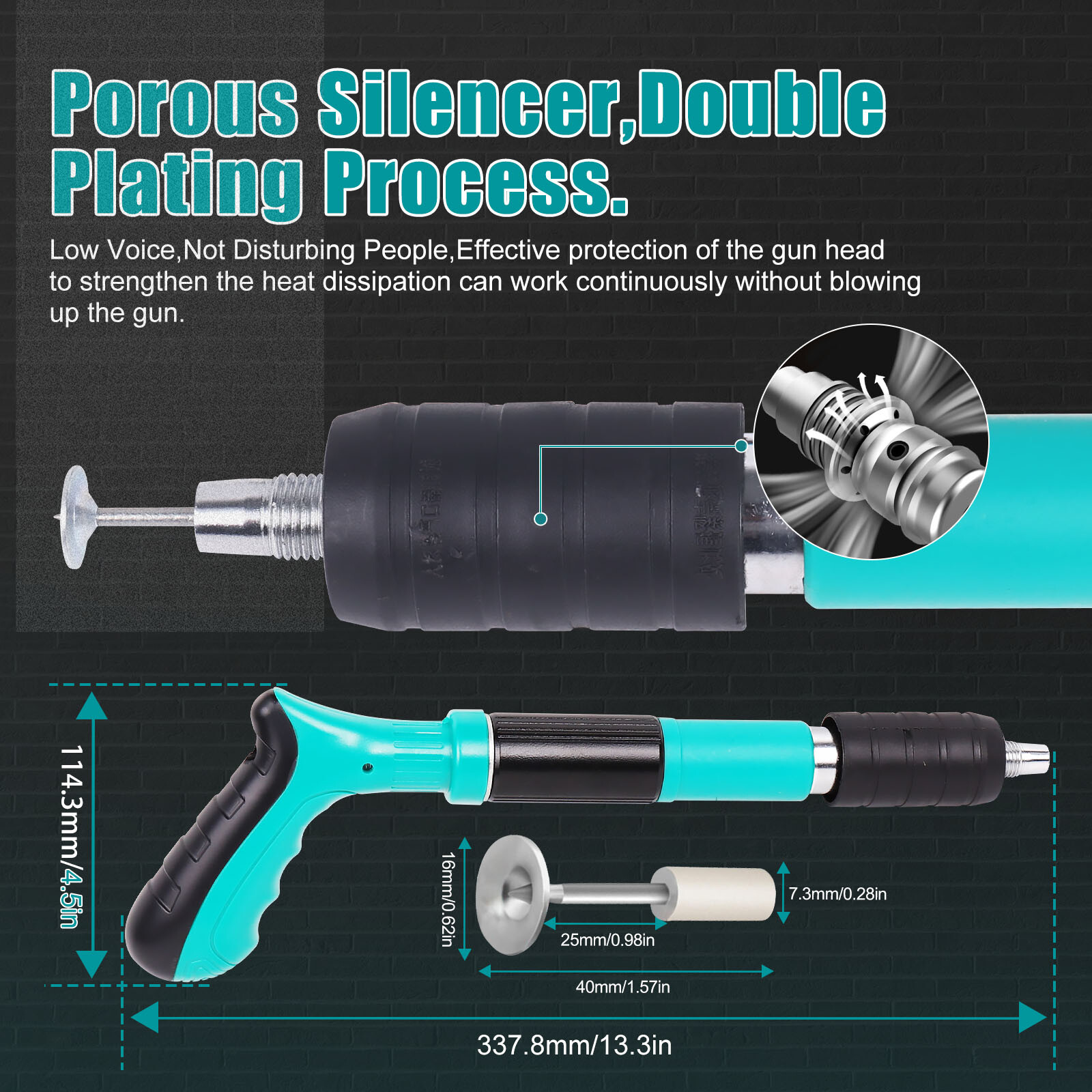 2 Kit Portable Concrete Nailer Nail Gun Cordless Wall Fastening Tool +100 Nails