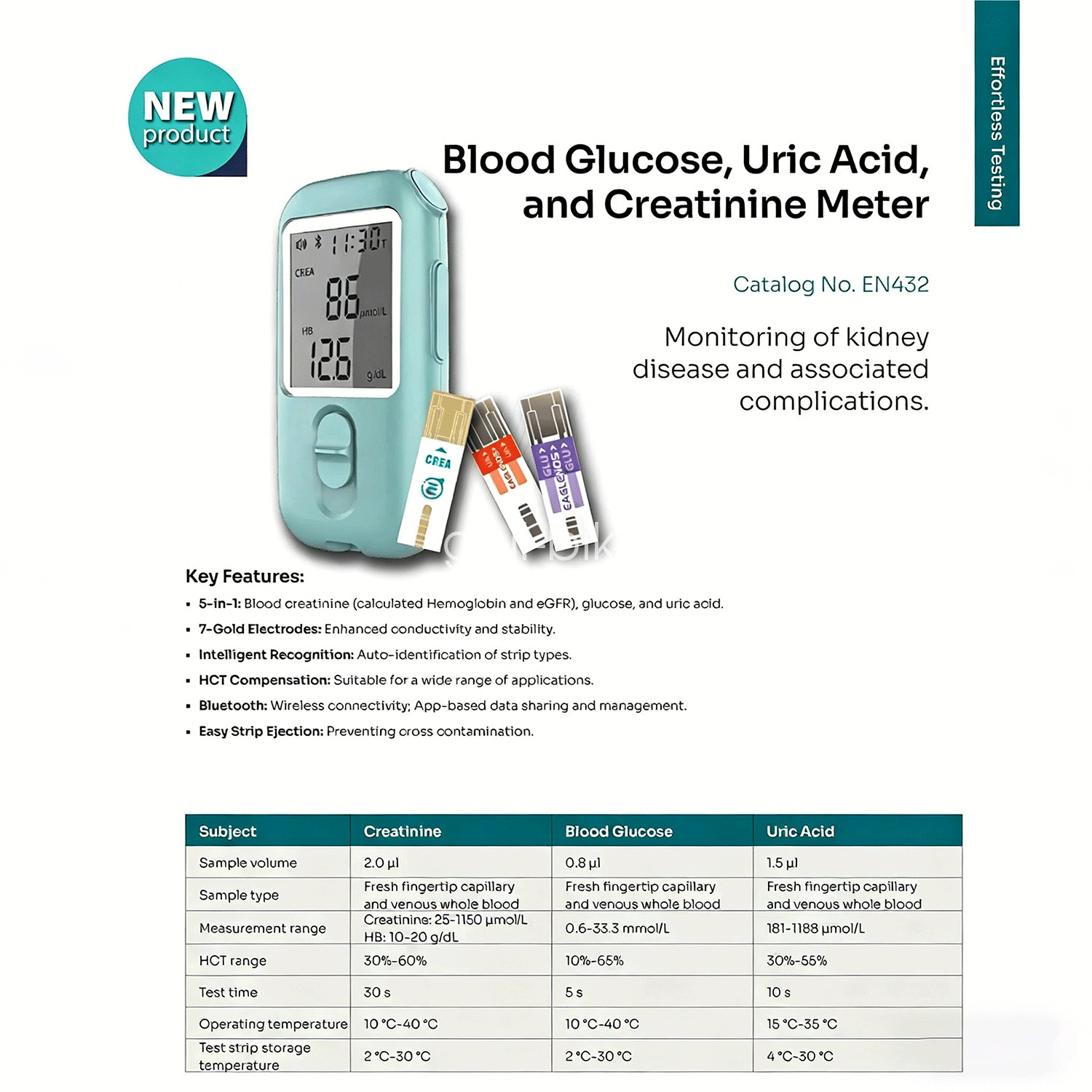 Blood Creatinine Test Meter – Home Kidney Function Checker Kit with 25 Strip