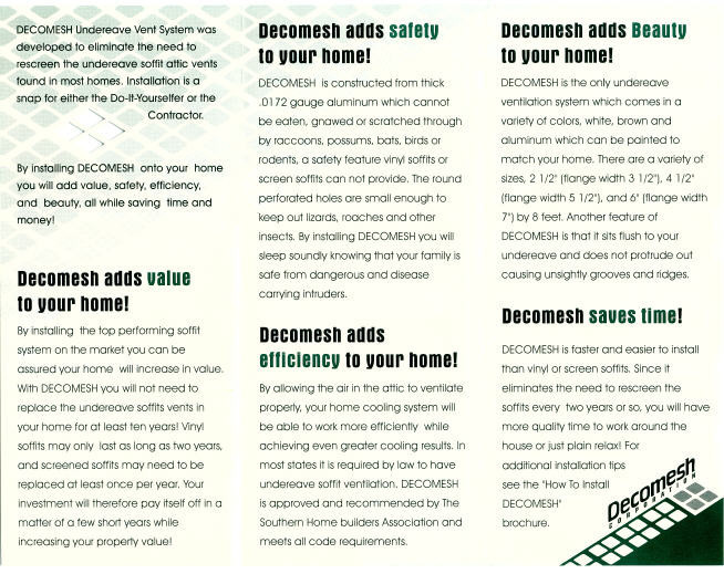 Decomesh 4.5" Aluminum Undereave Soffit Vent White