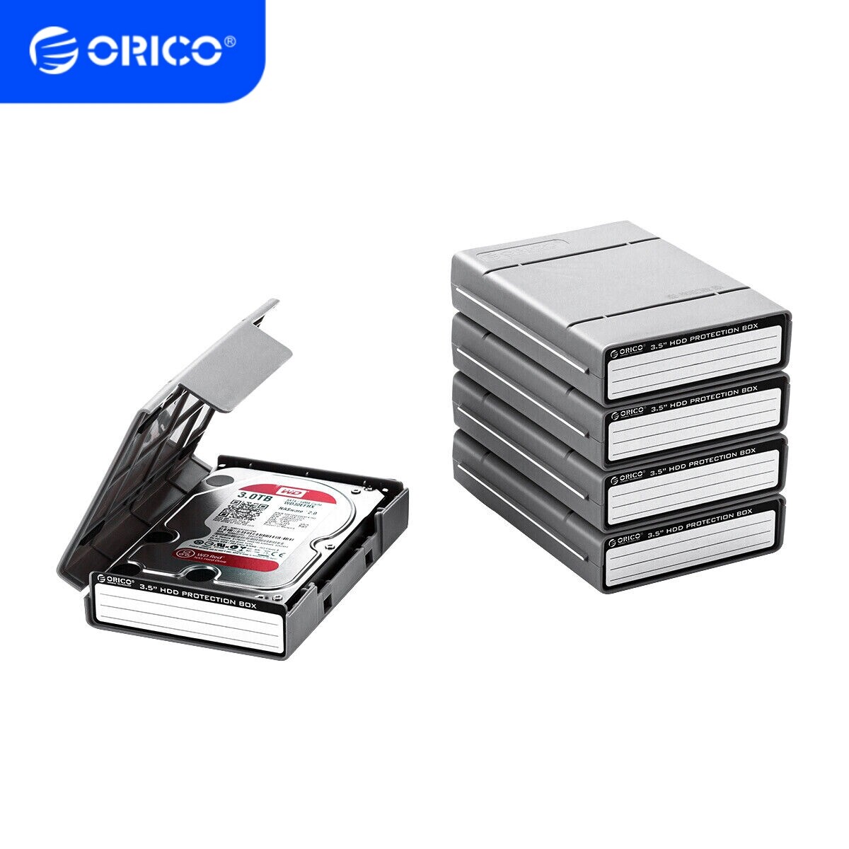 5Pack ORICO 3.5 inch HDD Hard Drive Protective Case SDD Storage Box HDD Case