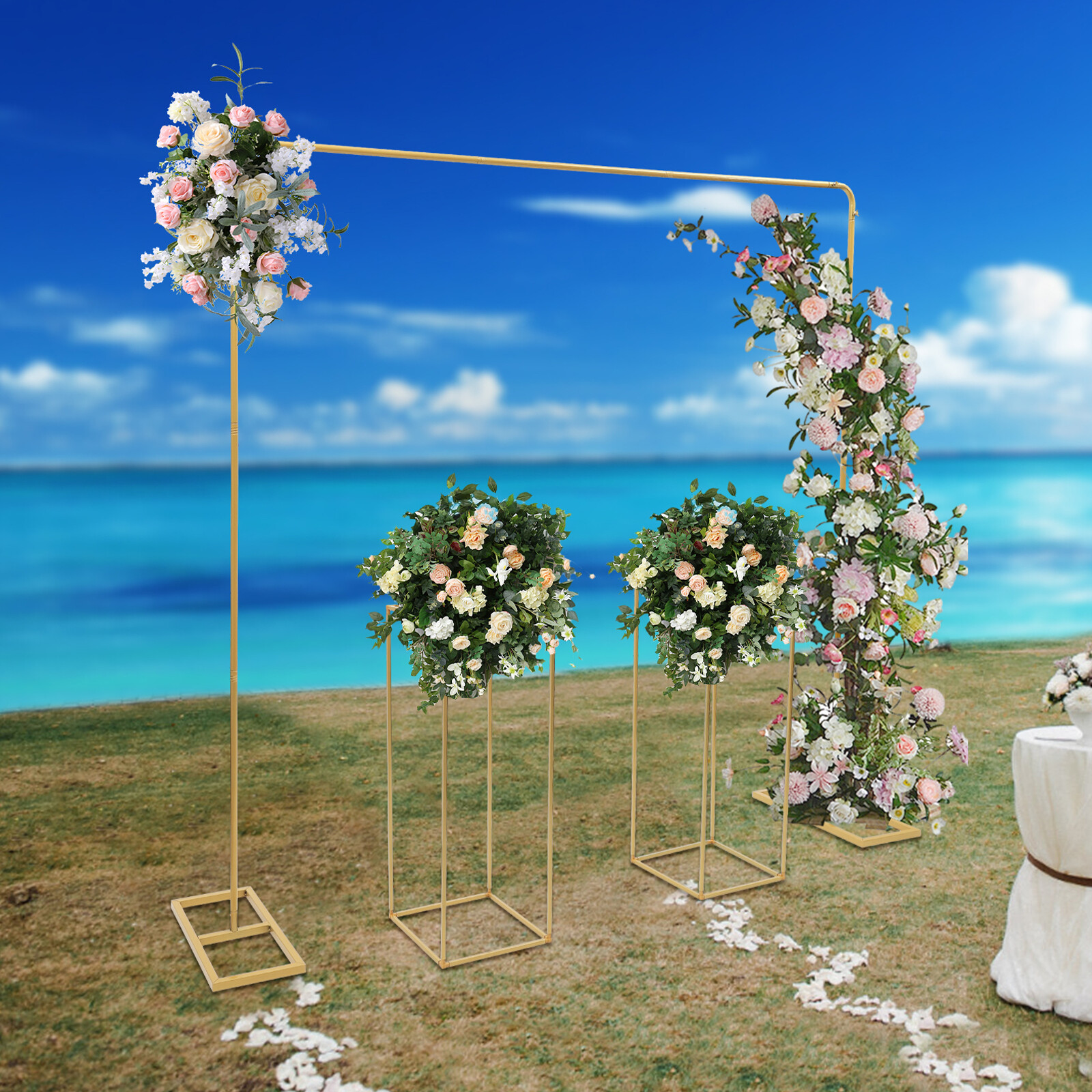 Modern Gold Metal Wedding Backdrop Stand Balloon Stand with Flower Stands