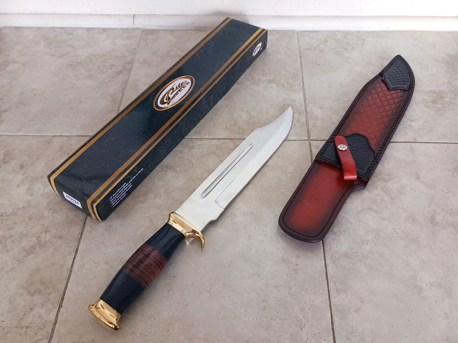 Massive Crocodile Dundee Bowie Knife 18" OA + Leather Sheath, Classic!