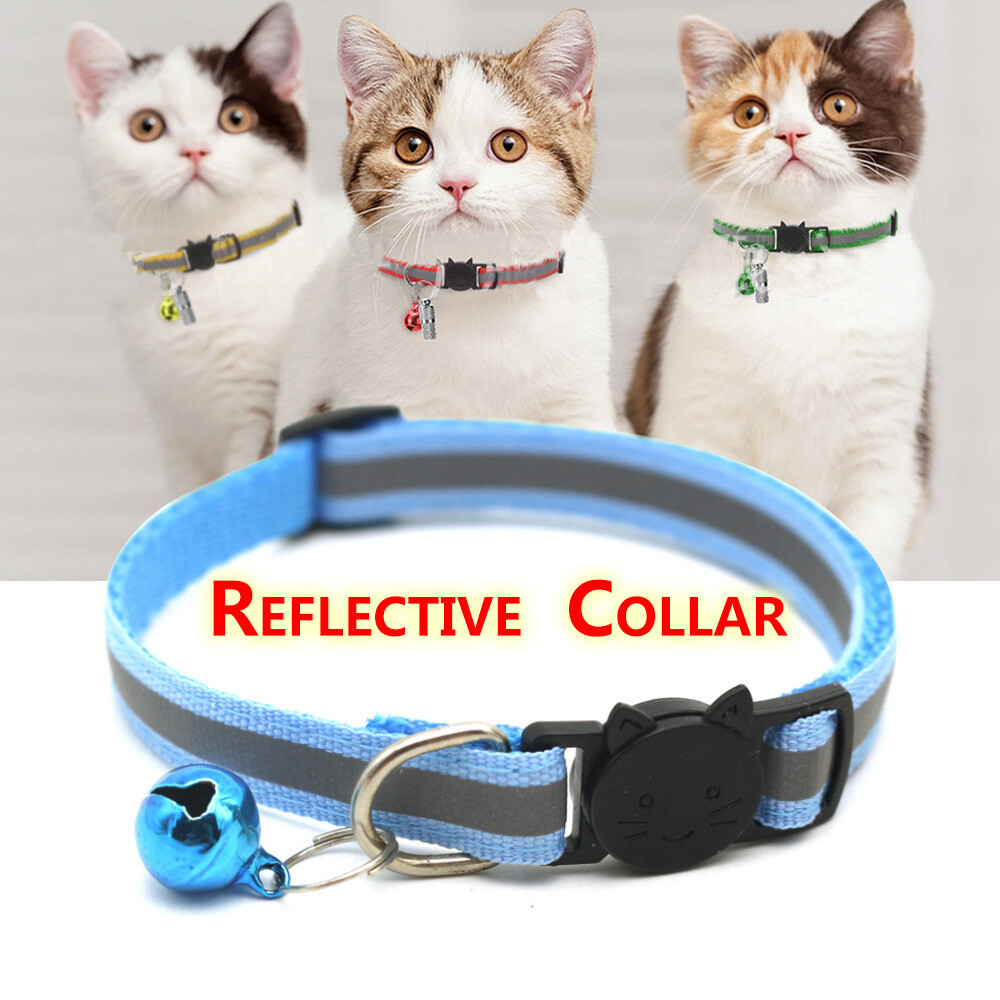 CAT Collar Reflective with Safety Release Breakaway Buckle Kitten Puppy Pet Bell