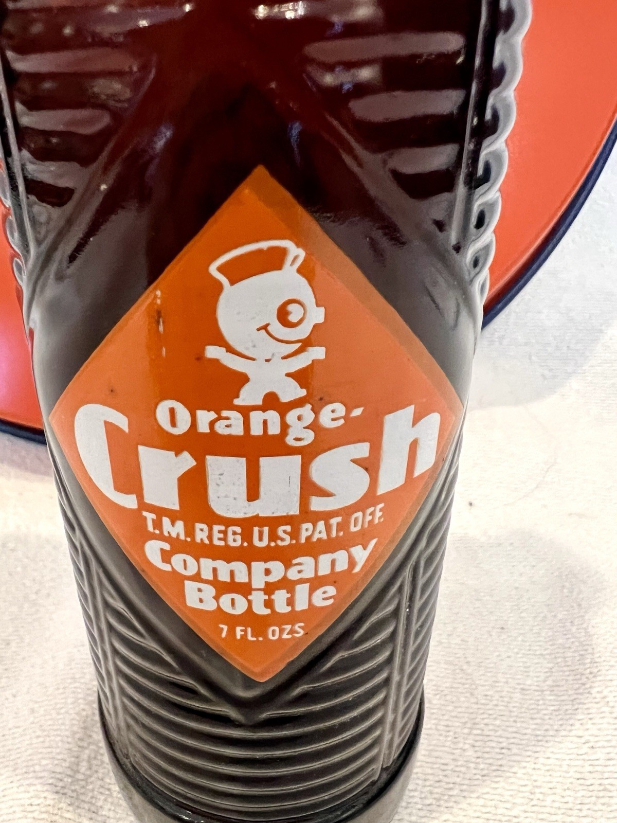 ORANGE CRUSH SODA Tin Serving Tray, 12” With Bottle ￼￼