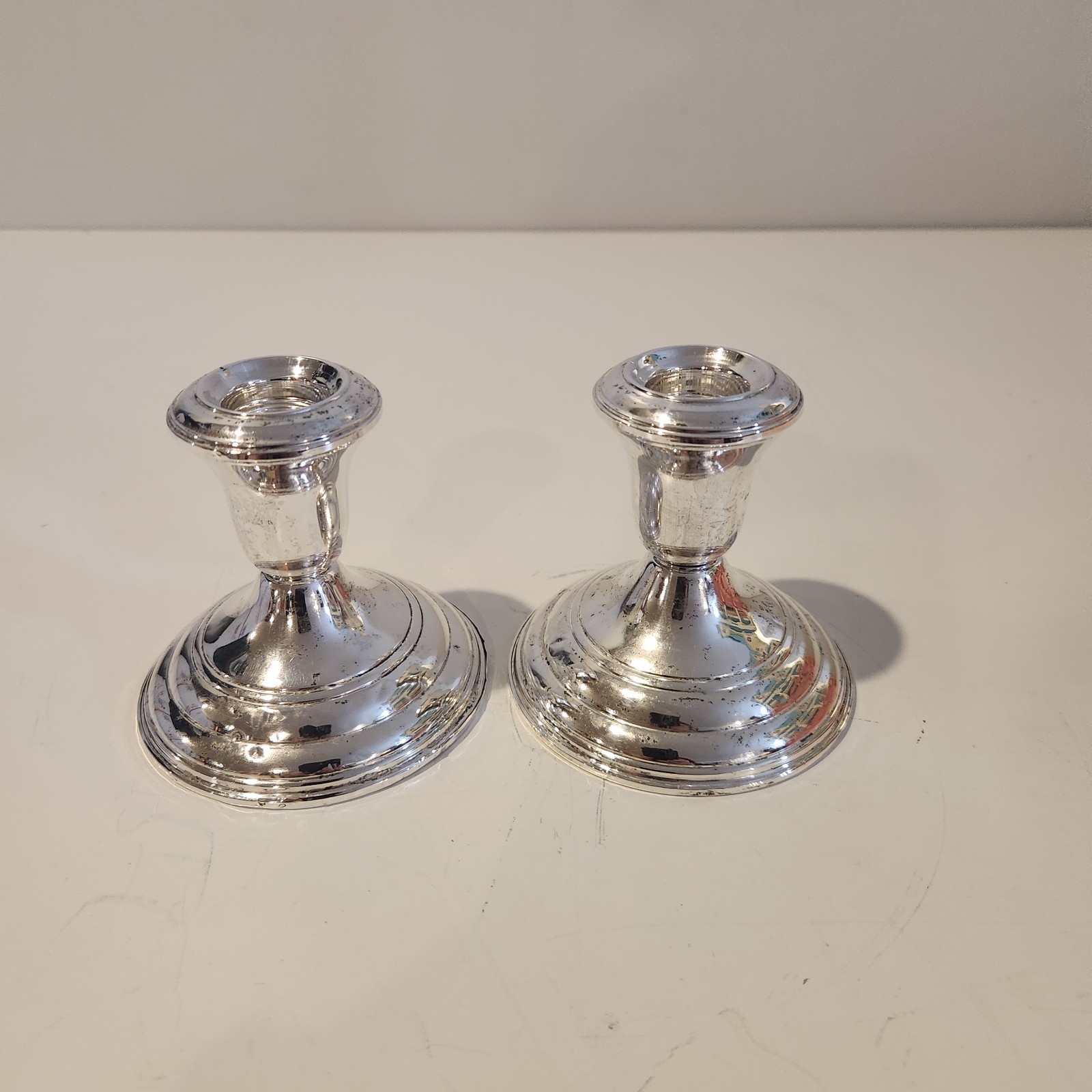 Vintage Pair Reed & Barton Sterling Silver Weighted Candlestick Holders