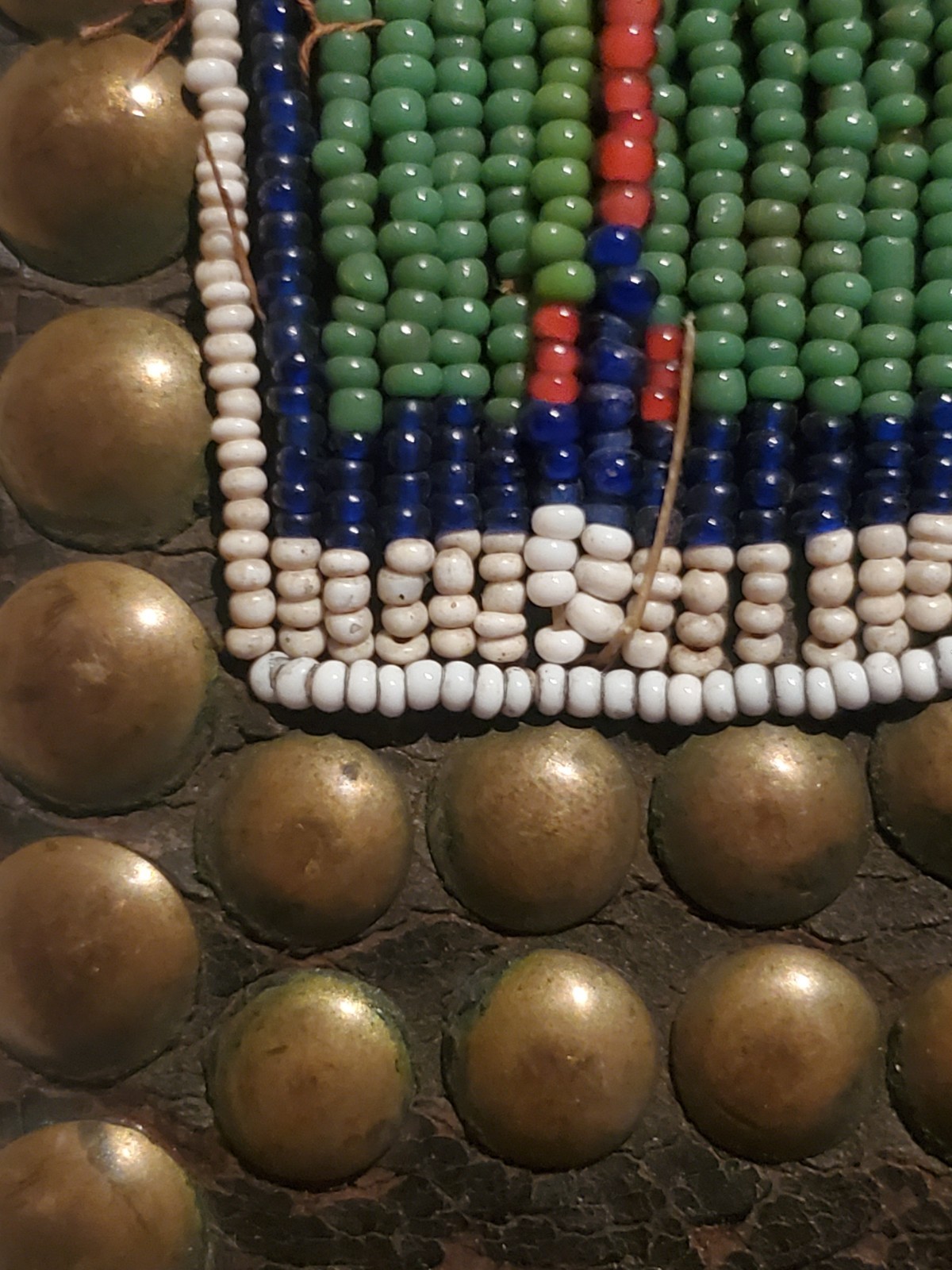 Antique OLD Native American Indian beaded warrior tacked belt Nez Perce 19th c.