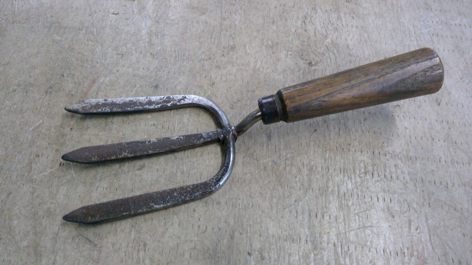 Vintage Hand Cultivator Fork Garden Tool Wood Handle 3 Prong