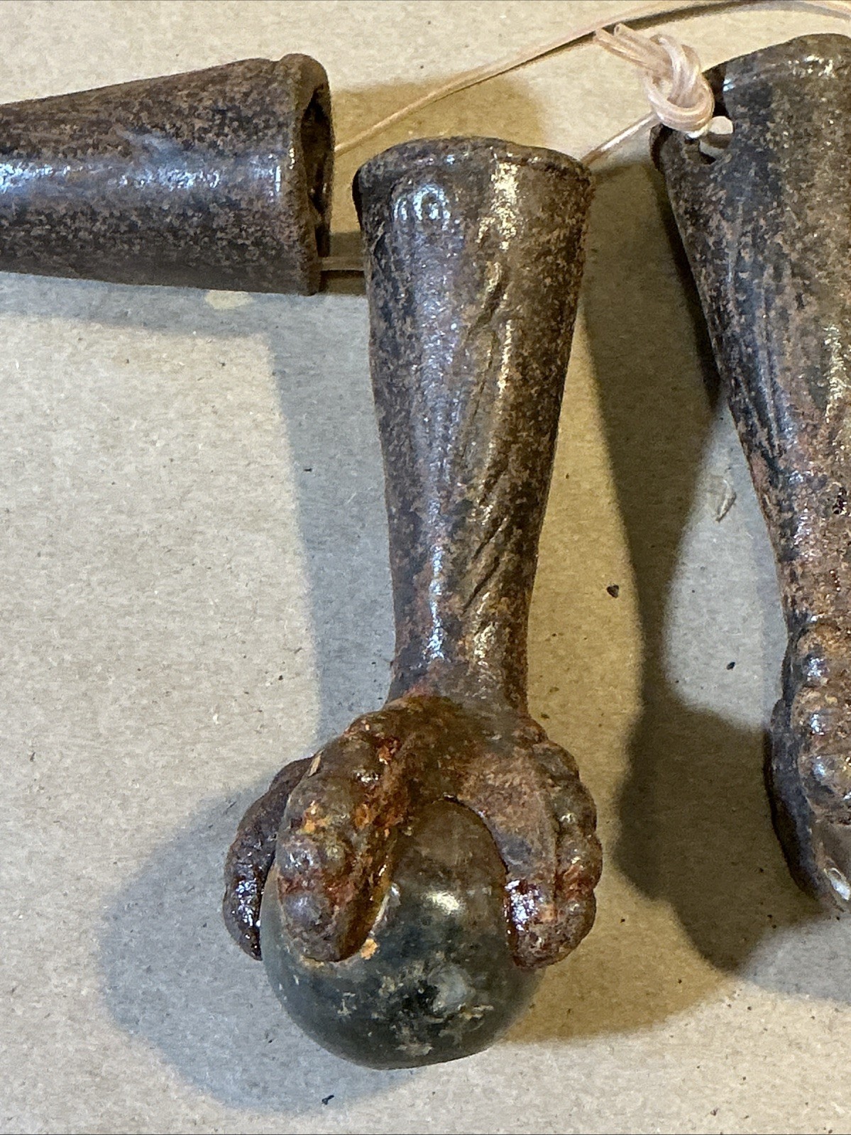 Set Of 4 Antique Cast Iron Glass Ball Table Feet Claw Feet As Is INV-AD60