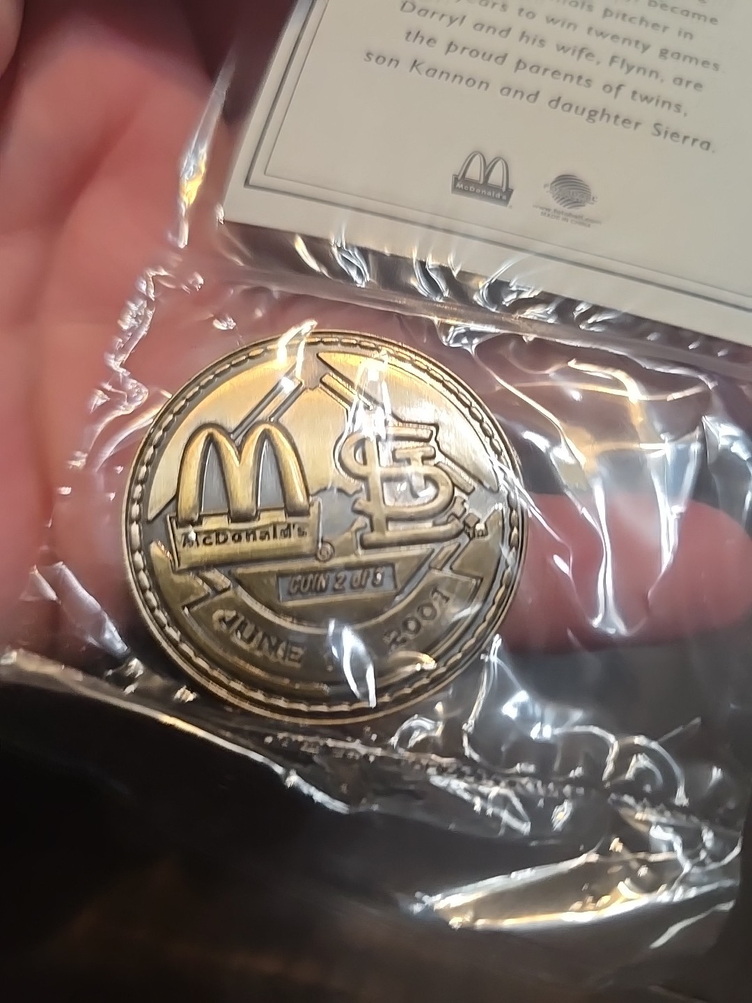 NEW! Darryl Kile, St Louis Cardinals McDonalds Coin, Token And Baseball Card