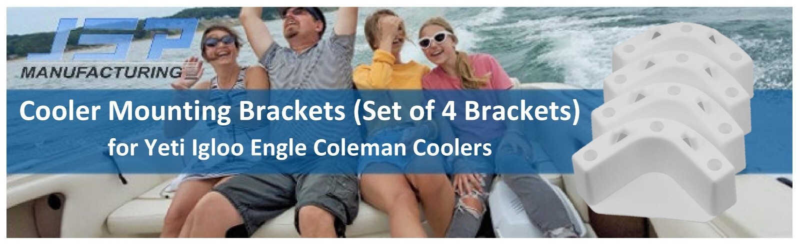 White BOAT MARINE COOLER MOUNTING BRACKETS FOR YETI IGLOO ENGLE COLEMAN (4 Pk)