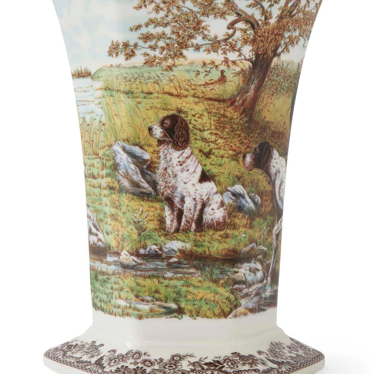 Spode Woodland Woodland Hexagonal Vase, Hunting Dogs-----5836-----