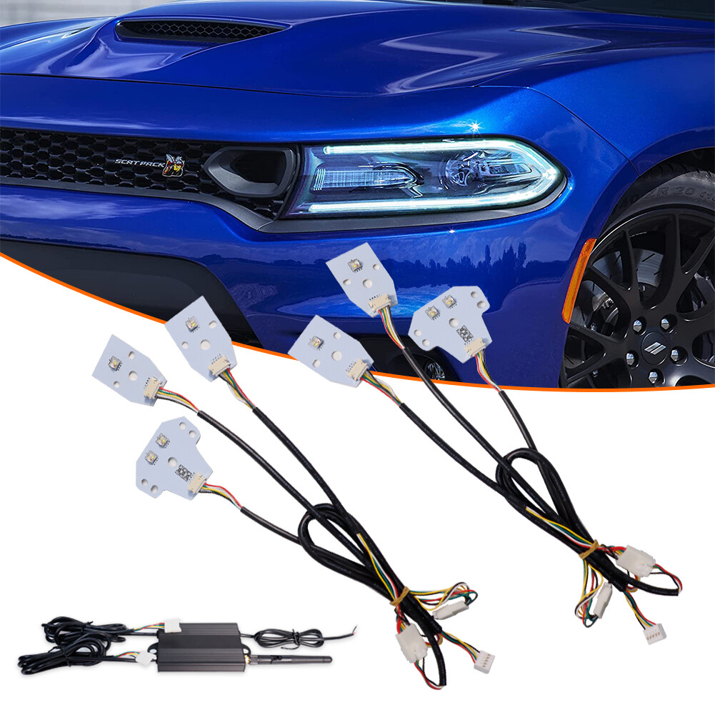 For 2015-20 Dodge Charger Bluetooth APP RGBW Multi-Color LED DRL Board Headlight