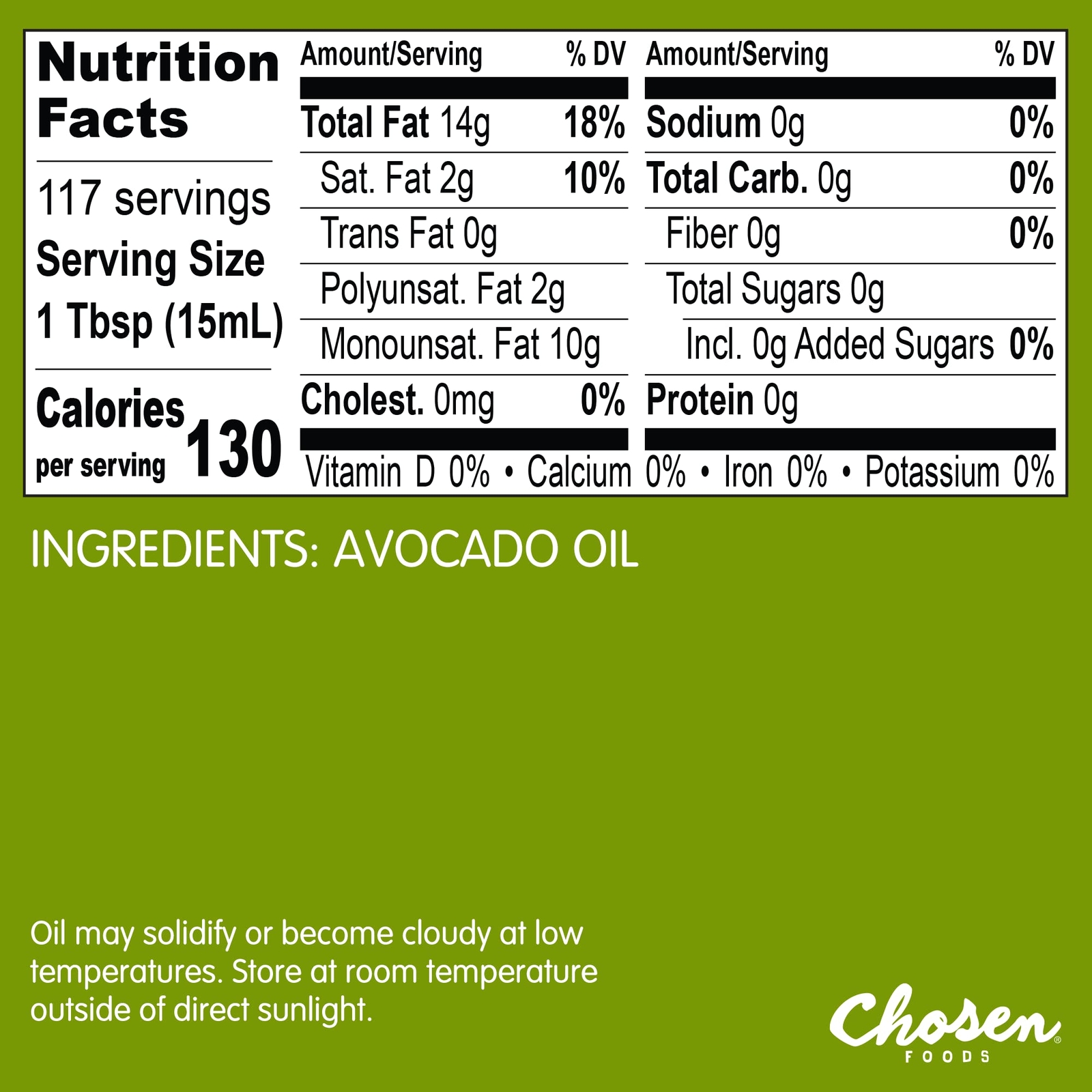 Chosen Foods 100% Pure Avocado Oil, Keto and Paleo Diet Friendly, Kosher Oil for