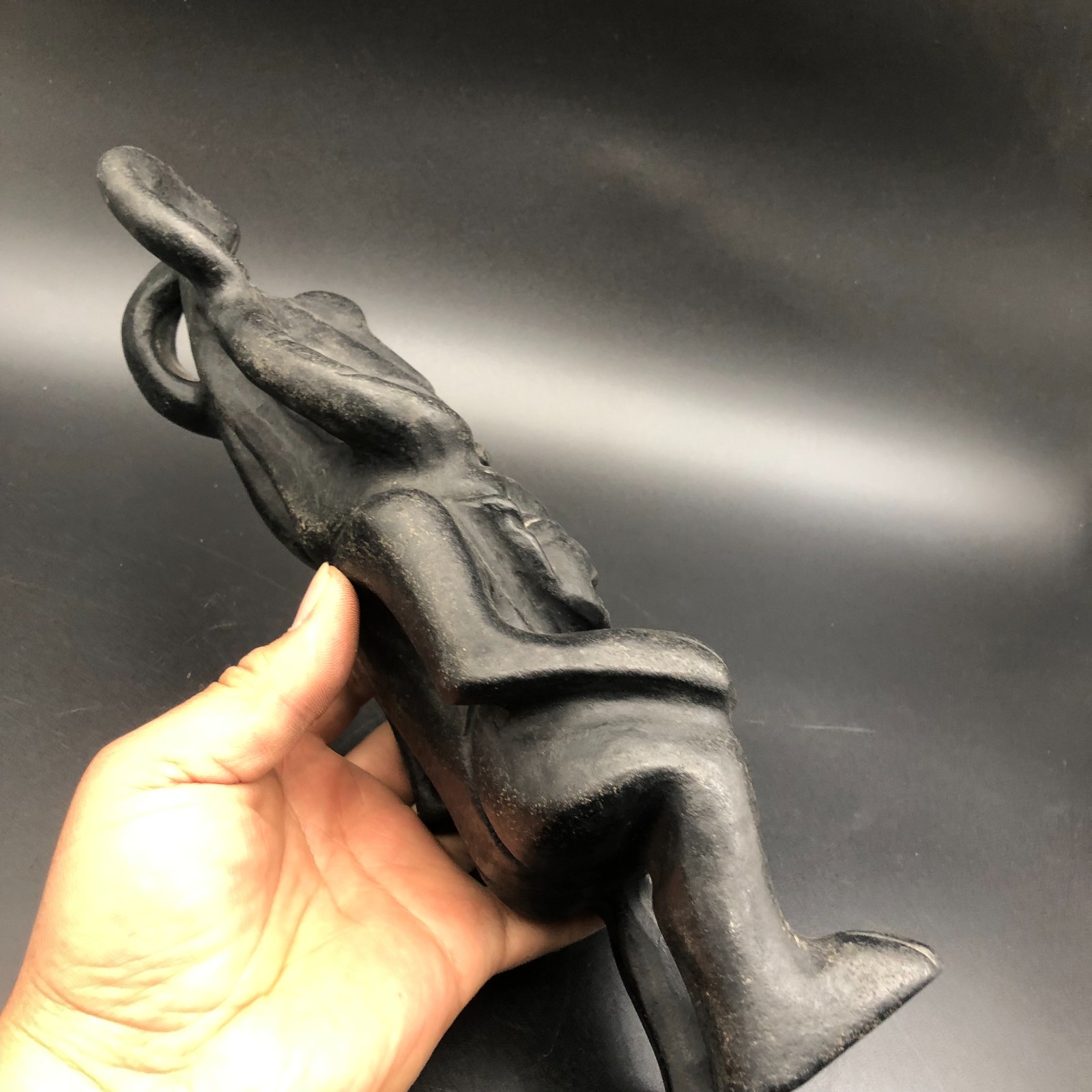 Old HongShan Culture Meteorite Jade Hand-Carved Sun God Helios&Pig Dragon Statue