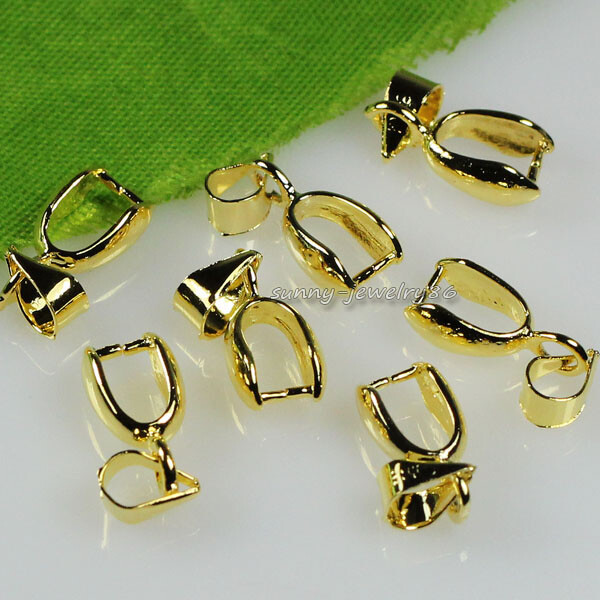 50/100/200pcs Pendant Pinch Bails Silver/Dull Silver/Gold Plated 14mm/16mm/20mm