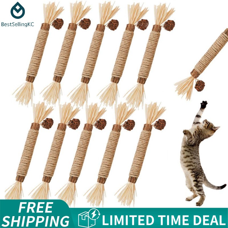 10 pcs Silvervine Chew Sticks for Cats - Natural Dental Care and Stress Relief