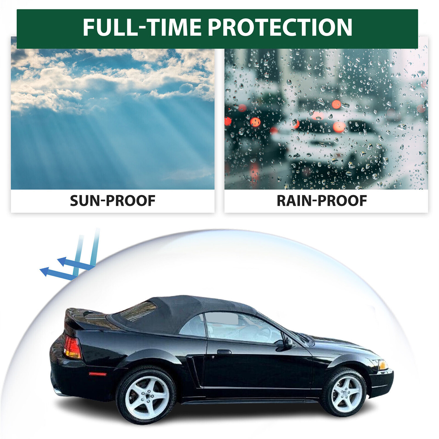 For Ford mustang Convertible FM3229SS 1994-04 Soft top W/window Black Sailcloth