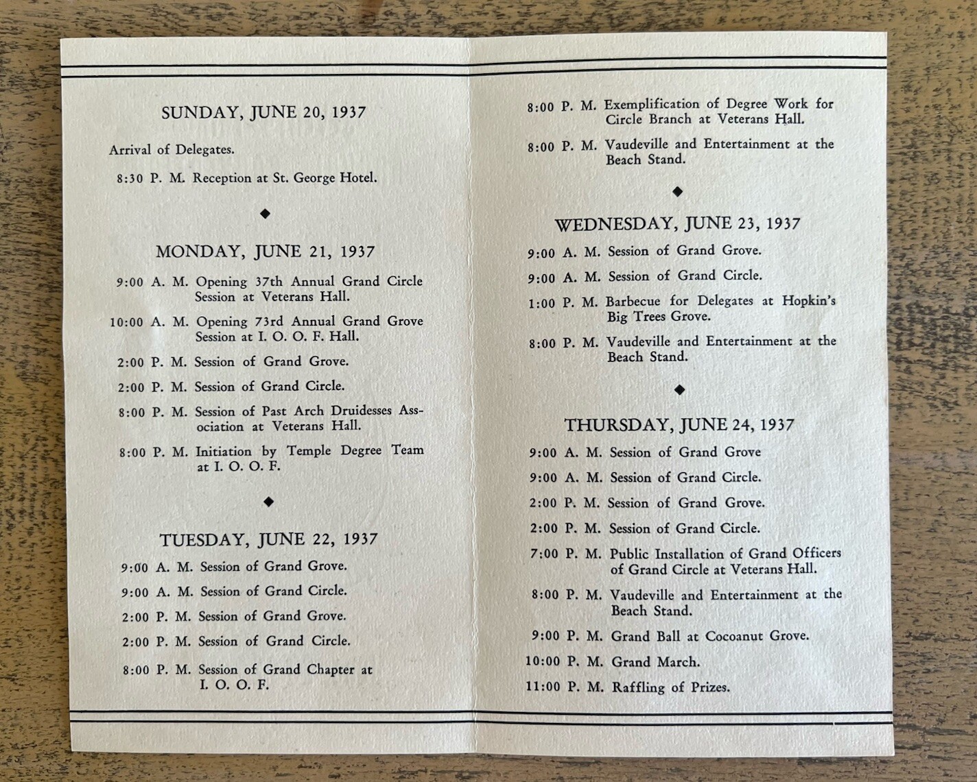 1936-1939 Druids California Ribbons Ephemera Lot