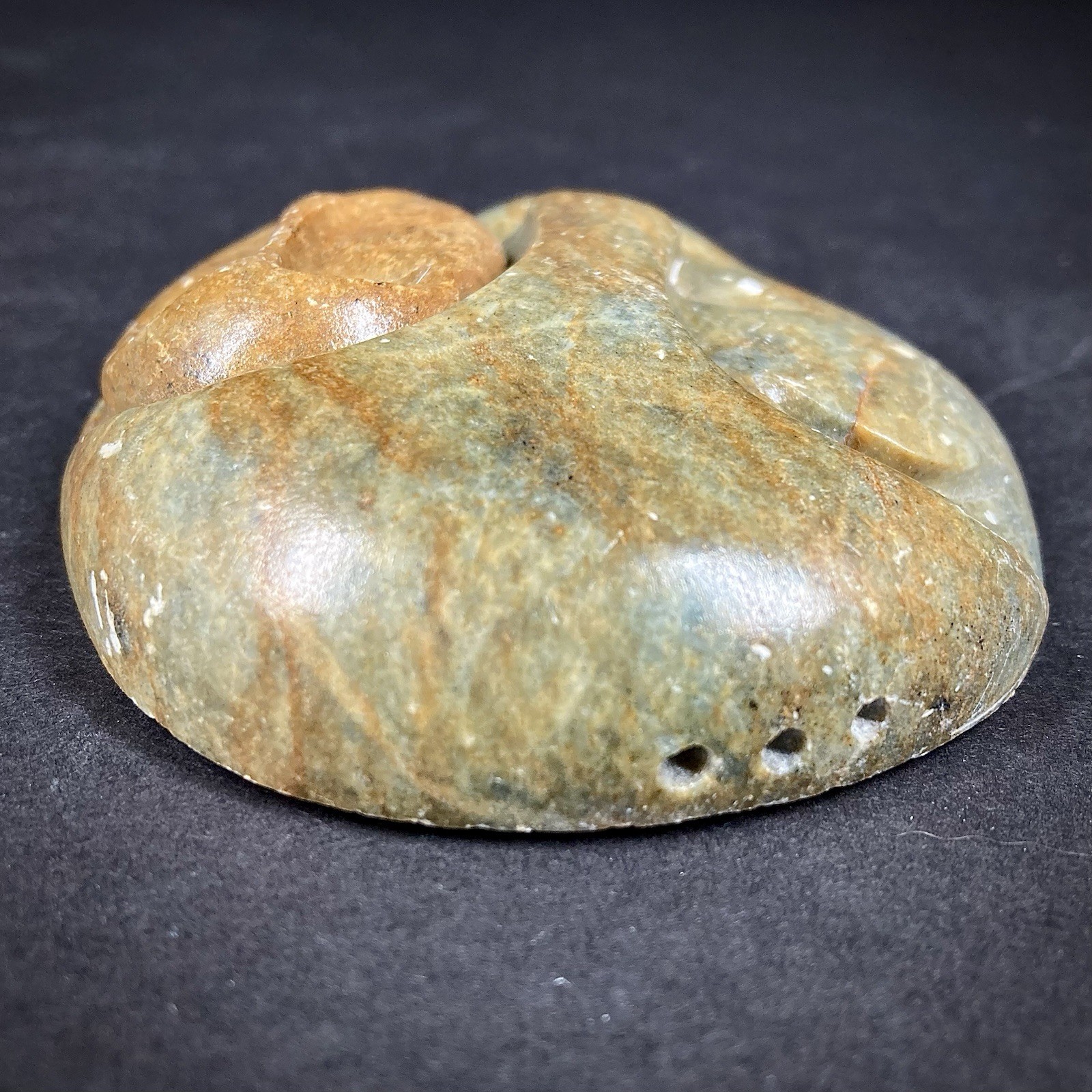 Alaska Native Handcrafted Stone Spirit In Eye Mask Soapstone Hangable Carving 3”