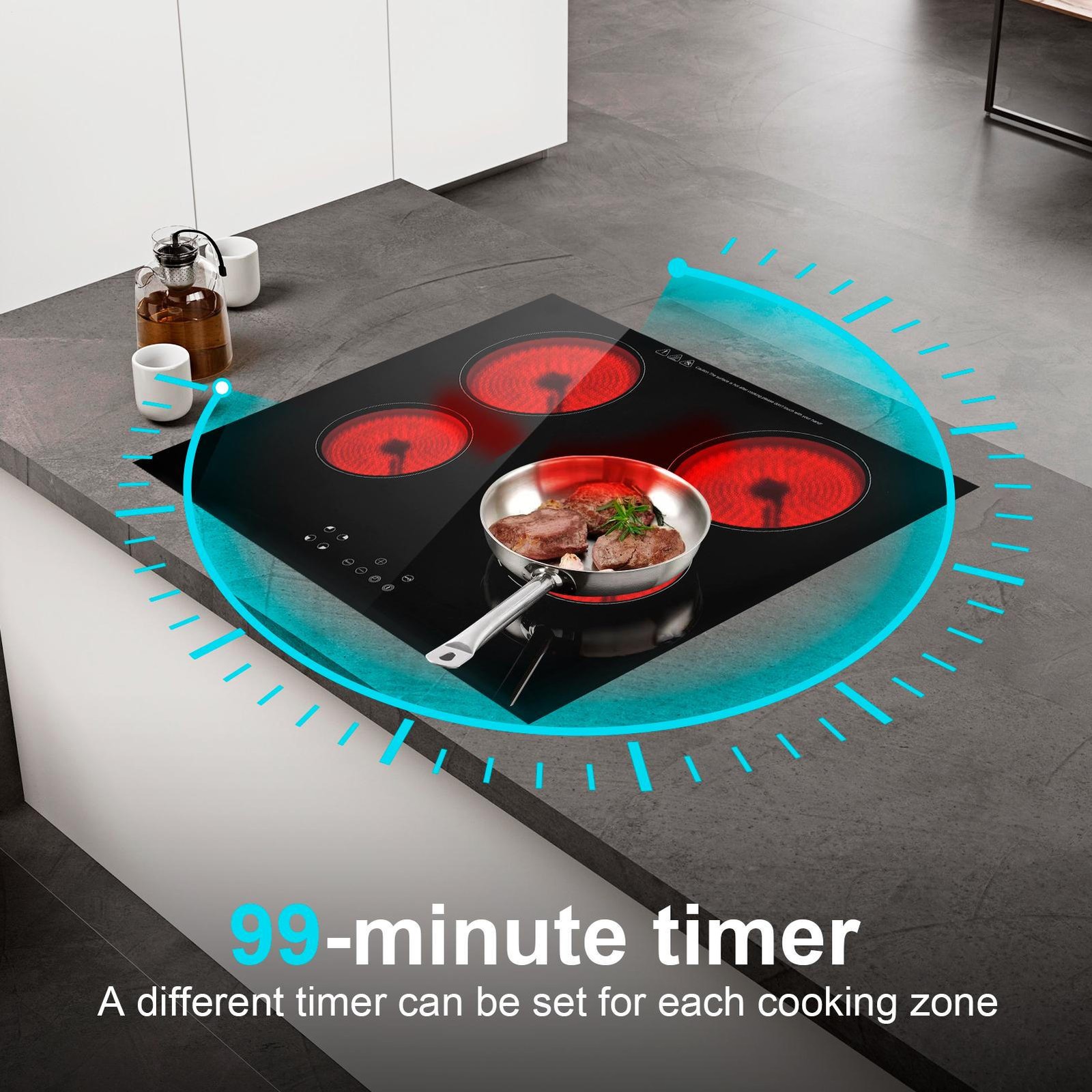 6800W Portable Induction Cooktop Countertop Four Cooker Burner Stove Hot Plate--