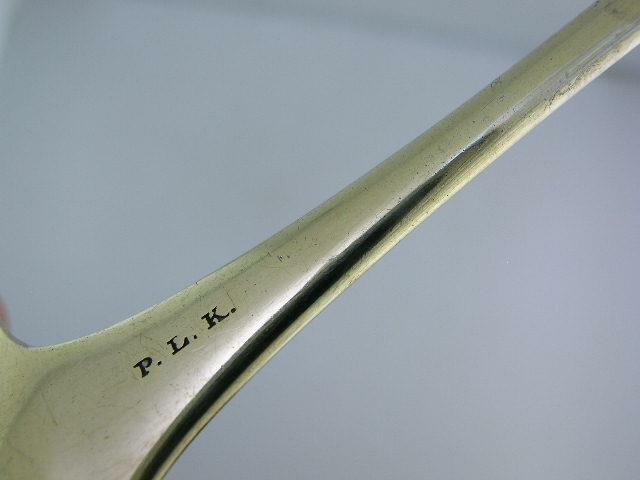 Coin Silver PETER L KRIDER pierced Serving Ladle / Sifter ~ engraved work c1800s
