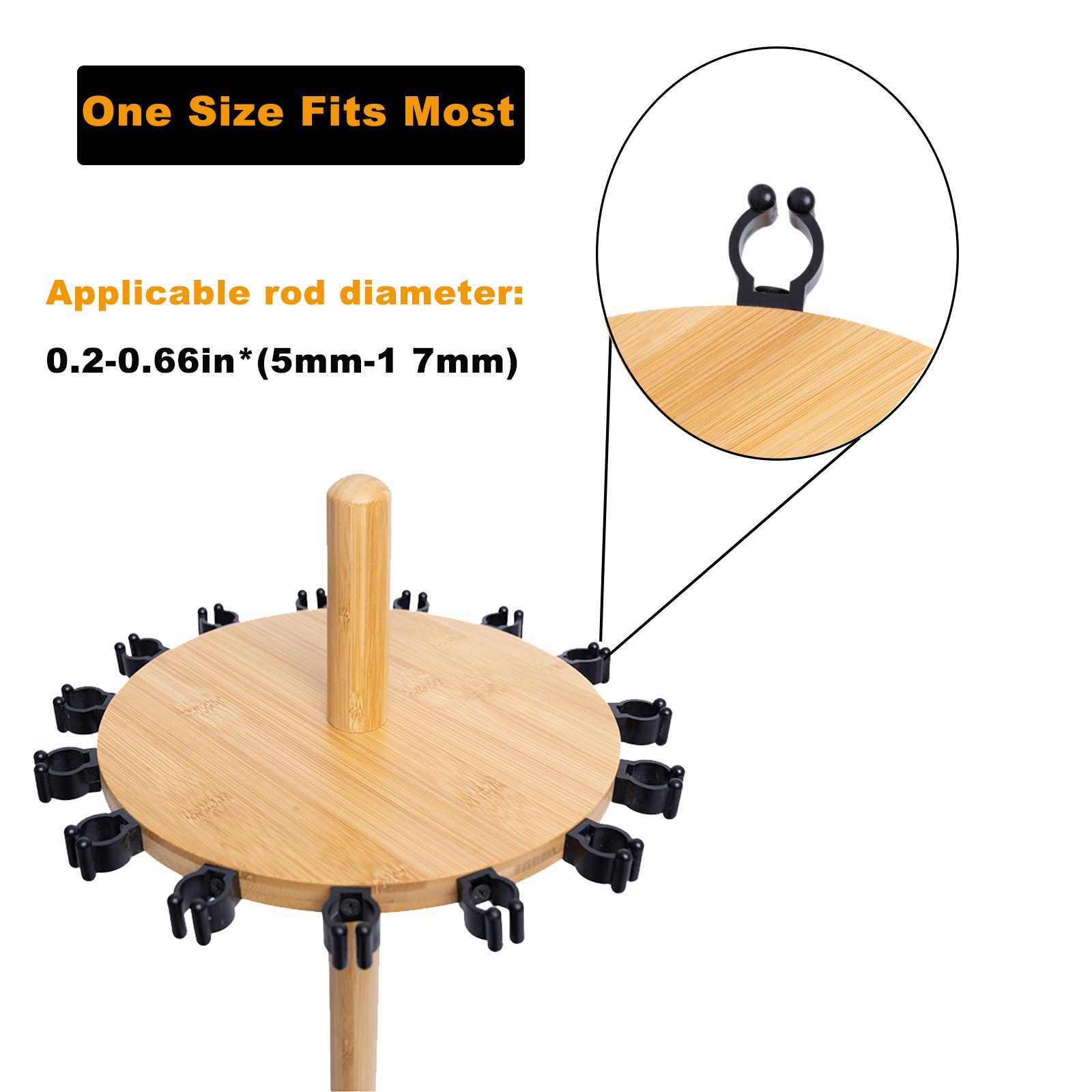 Fishing Pole Rod Racks—Floor Stand Bamboo Round rods holder for 15 Fishing Poles