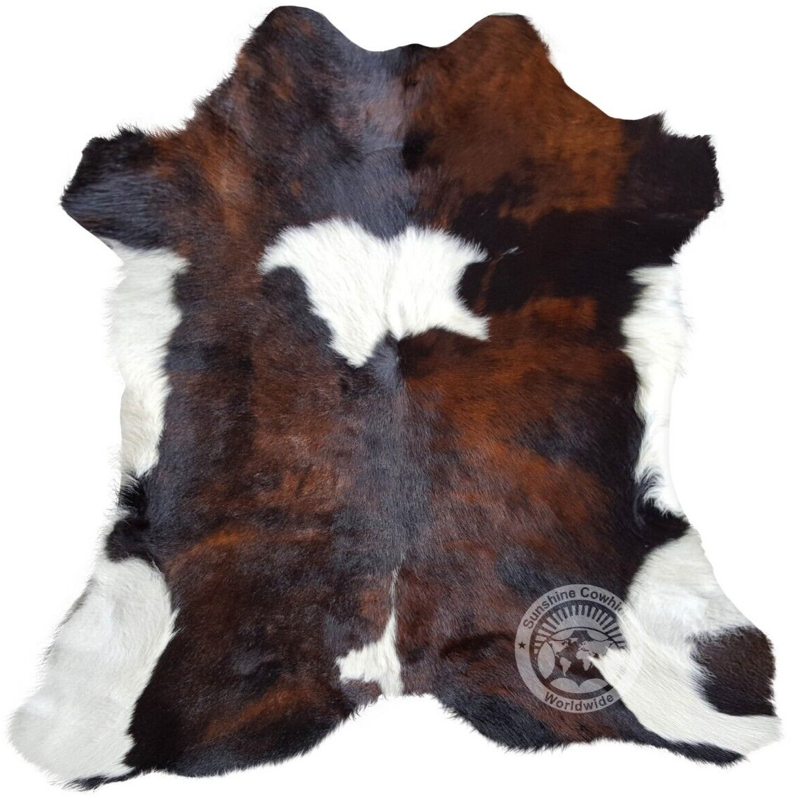 Real Calfskin Rug Tricolor - Size 3-3.5 x 3-3.5' Calf Hide