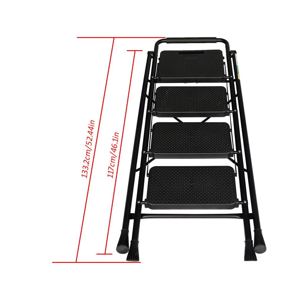 Folding Step Stool Wide Anti-Slip Pedal Sturdy Steel Ladder 2/3/4 steps