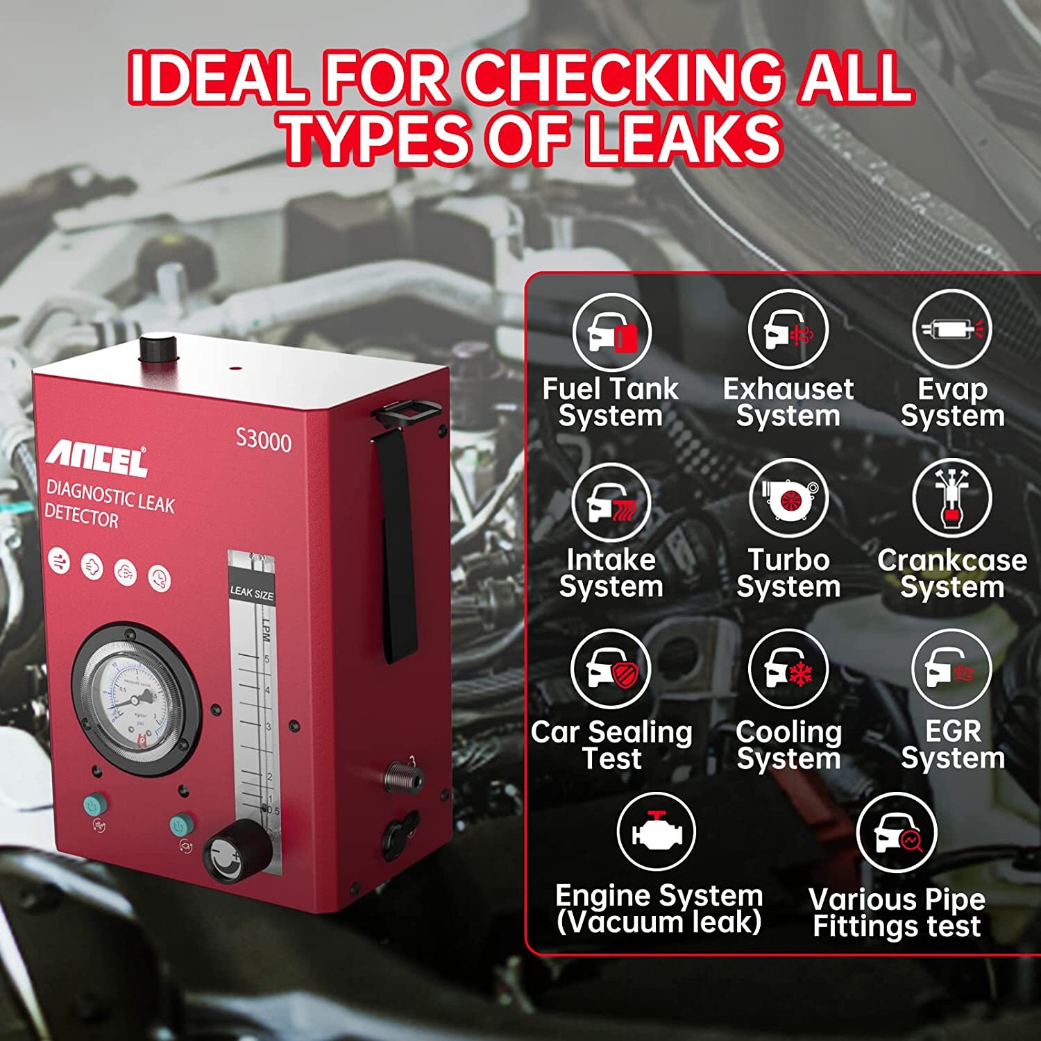 Automotive EVAP Vacuum Smoke Leak Detector Machine Pipe System Diagnostic Tester