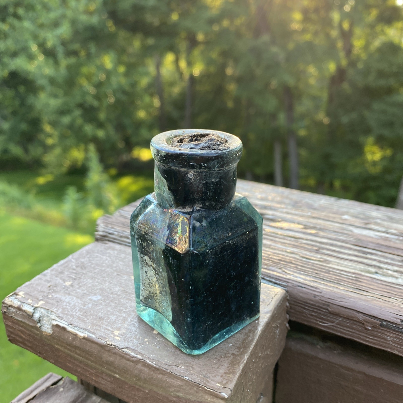 Small Aqua Cathedral Style Bottle Possibly An Ink Or Mucilage