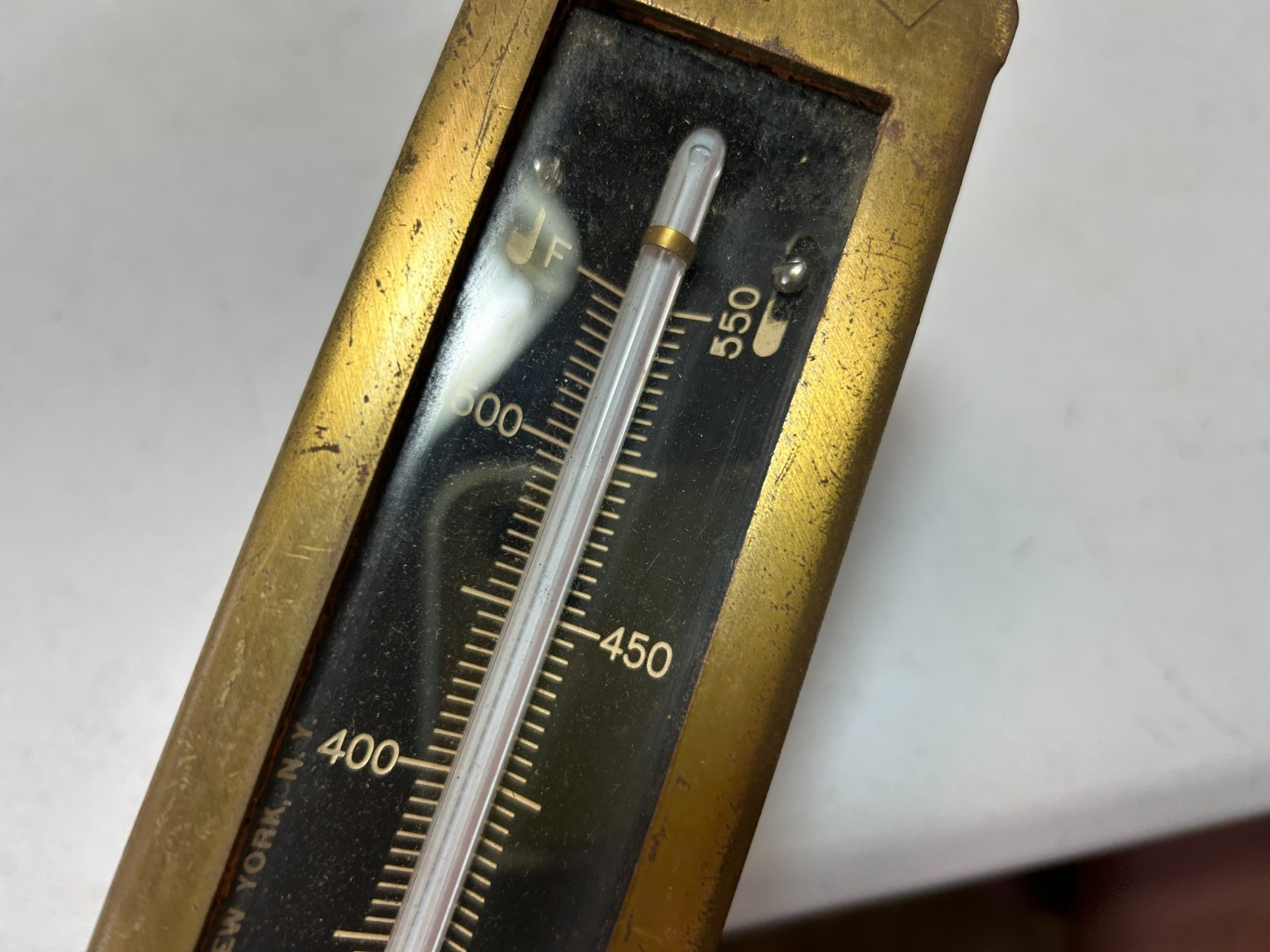 Antique Steam Boiler Steampunk Thermometer Gotham Industrial, 550 F Cast Bronze