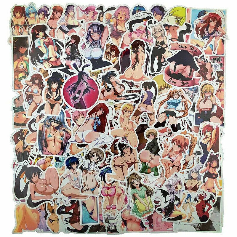 100 Sexy Anime Girl Stickers Pack Waifu Women Vinyl Cartoon Hentai Laptop Decals