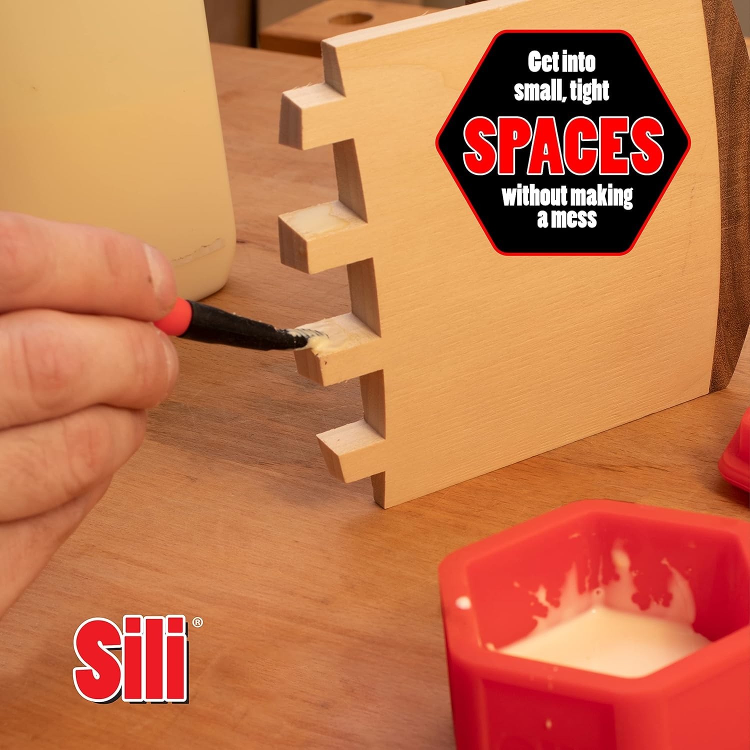 Sili Non-Stick Micro Silicone Glue Brush Wood Glue Applicator Set | Fine