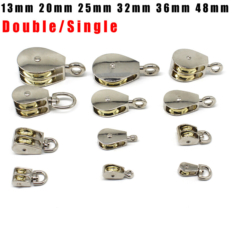 13mm - 48mm Steel Single/ Double Pulley Block Traction Wheel Swivel Lifting Rope