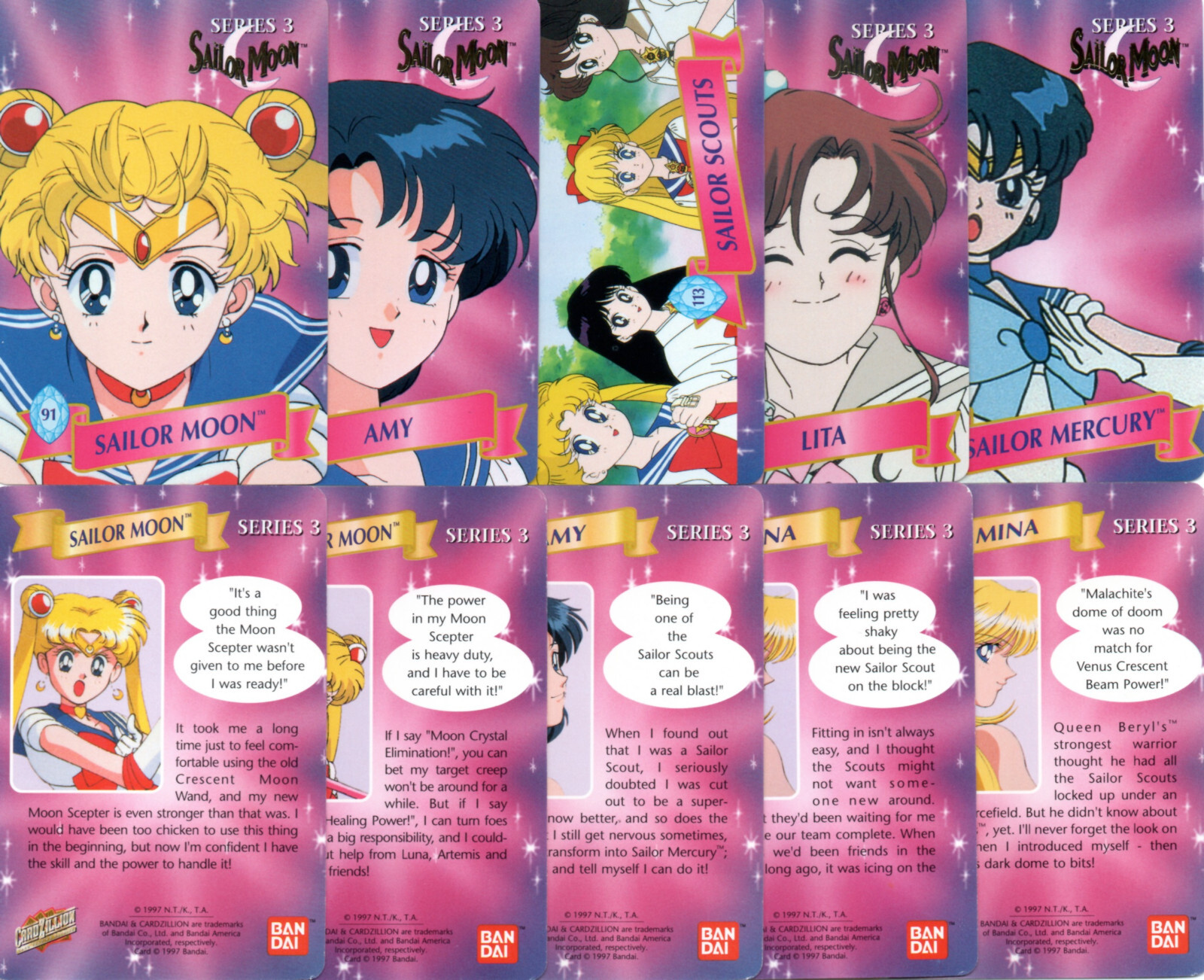 Sailor Moon Cardzillion Series 3 Trading Cards YOU PICK - RESTOCKED 1997 Bandai