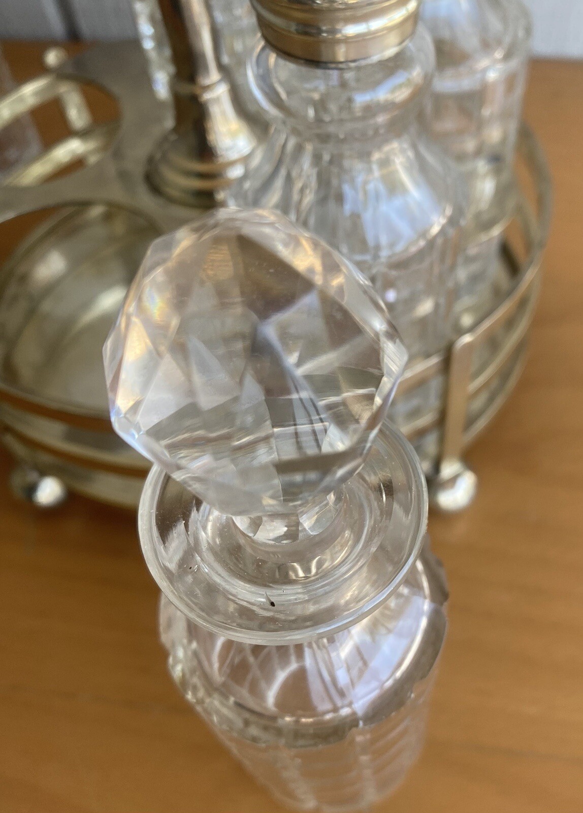 1887 Walker & Hall Victorian Silver Plate Antique Cut Crystal 6 pc Cruet Set