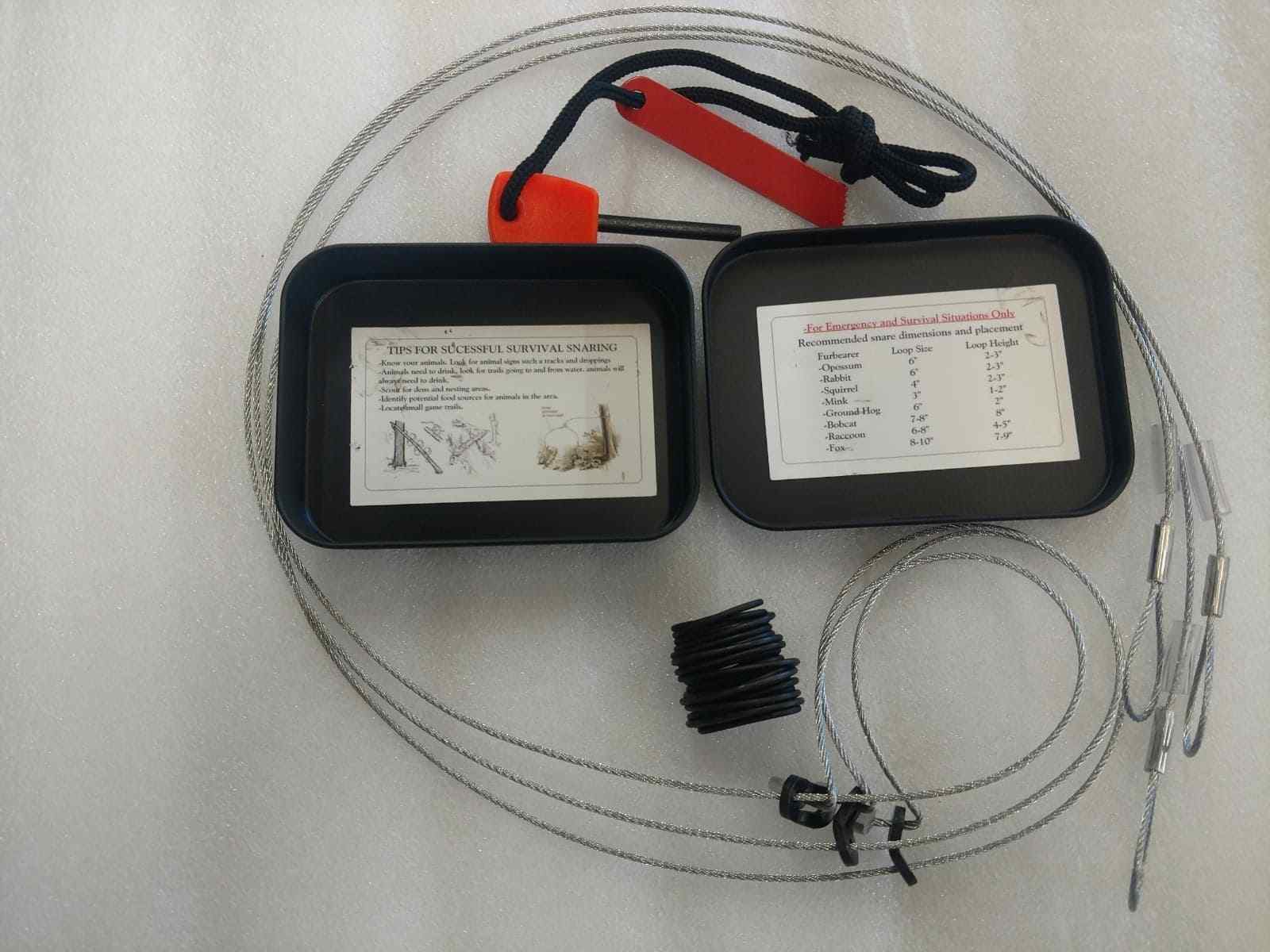 SURVIVAL SNARE KIT POCKET SIZE SMALL EASY TO CARRY SURVIVAL SNARE TIN SNARE KIT