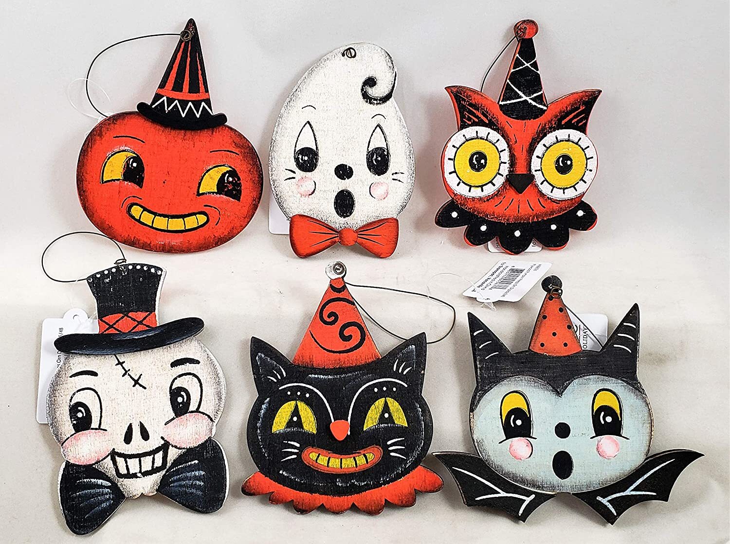 Transpac - Johanna Parker - Pumpkin Pals Set of 6 Wood Ornaments - H8836