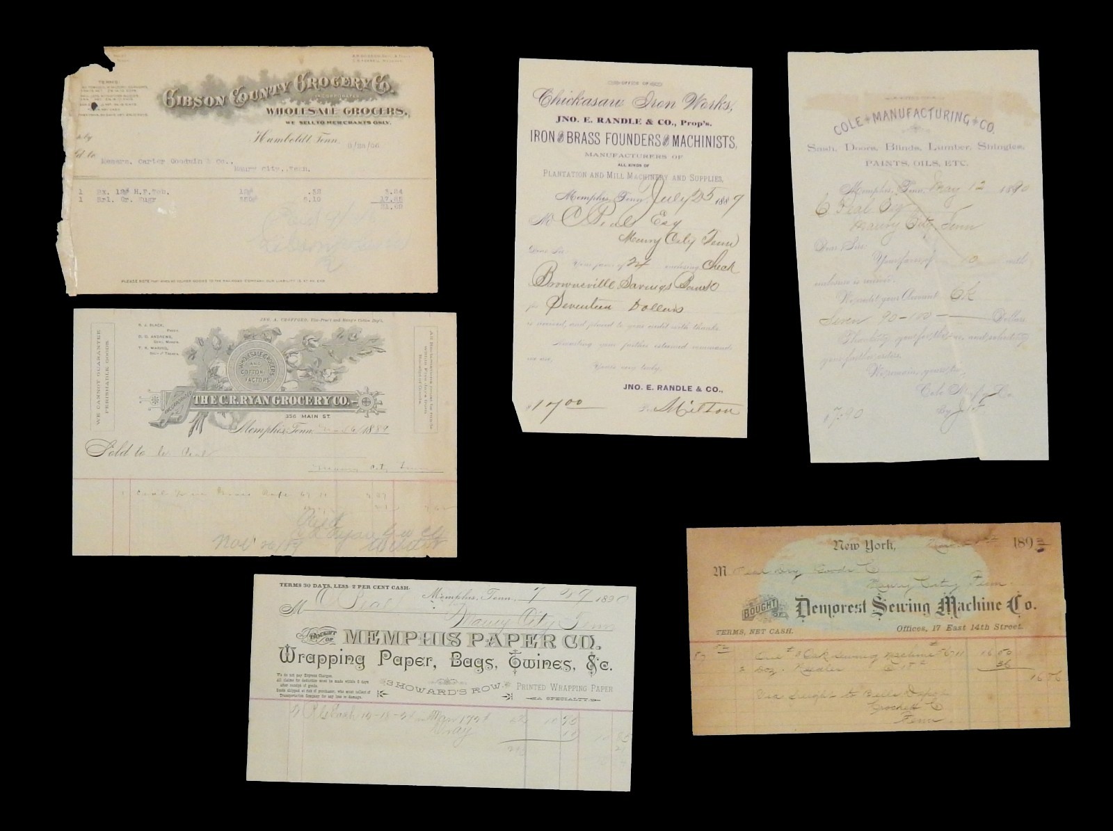 (22) c 1890 ADVERTISING EPHEMERA DOCUMENTS BUSINESS LETTER TENNESSEE