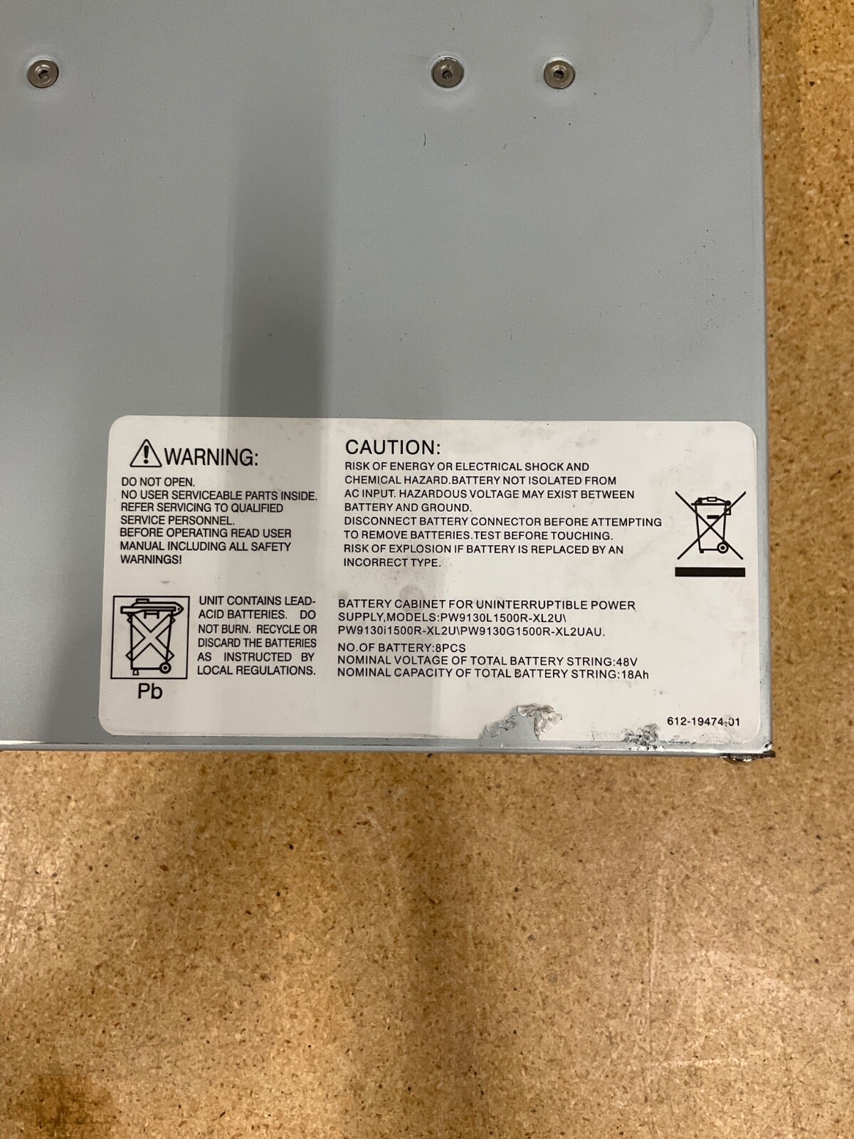 EATON PW9130G1500R-EBM 48VDC 34A *NO BATTERIES*