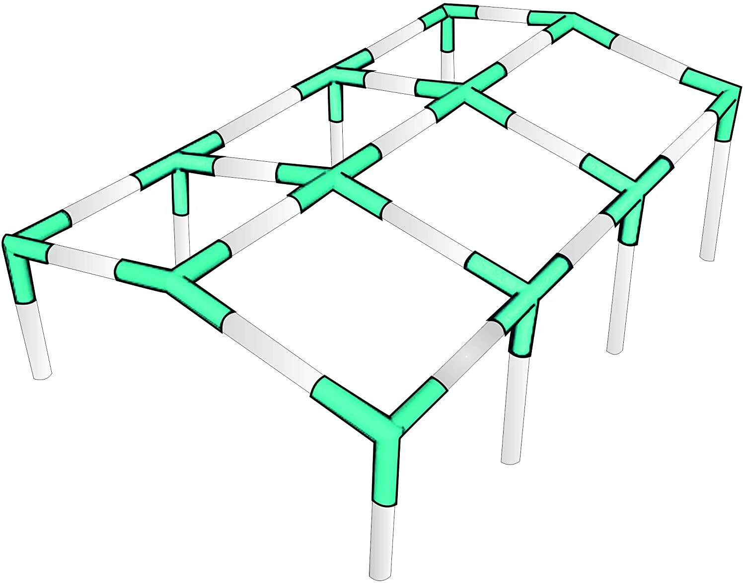 1-3/8in Carport Canopy Frame Fittings Kit, 8-Leg Connectors