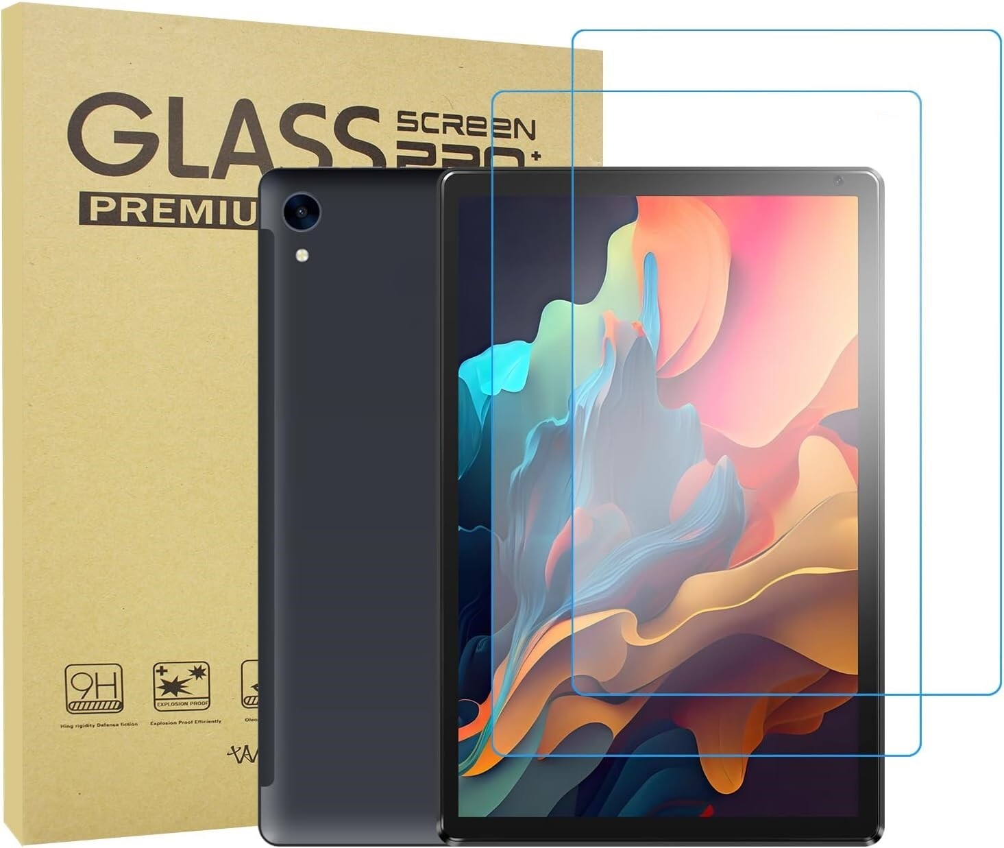 (2 Pack) Screen Protector For 10.1" Android Tablet (Model: C107) Tempered Glass
