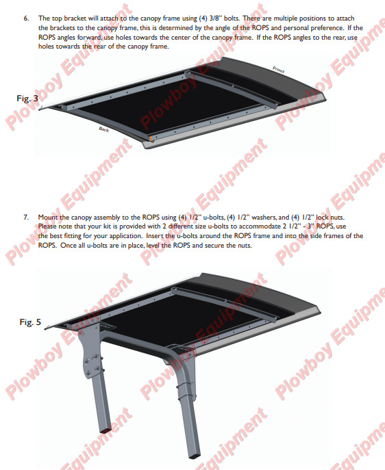 Green Metal Canopy for John Deere Tractor ROPS W/ Brackets Size 46.5" x 58" READ