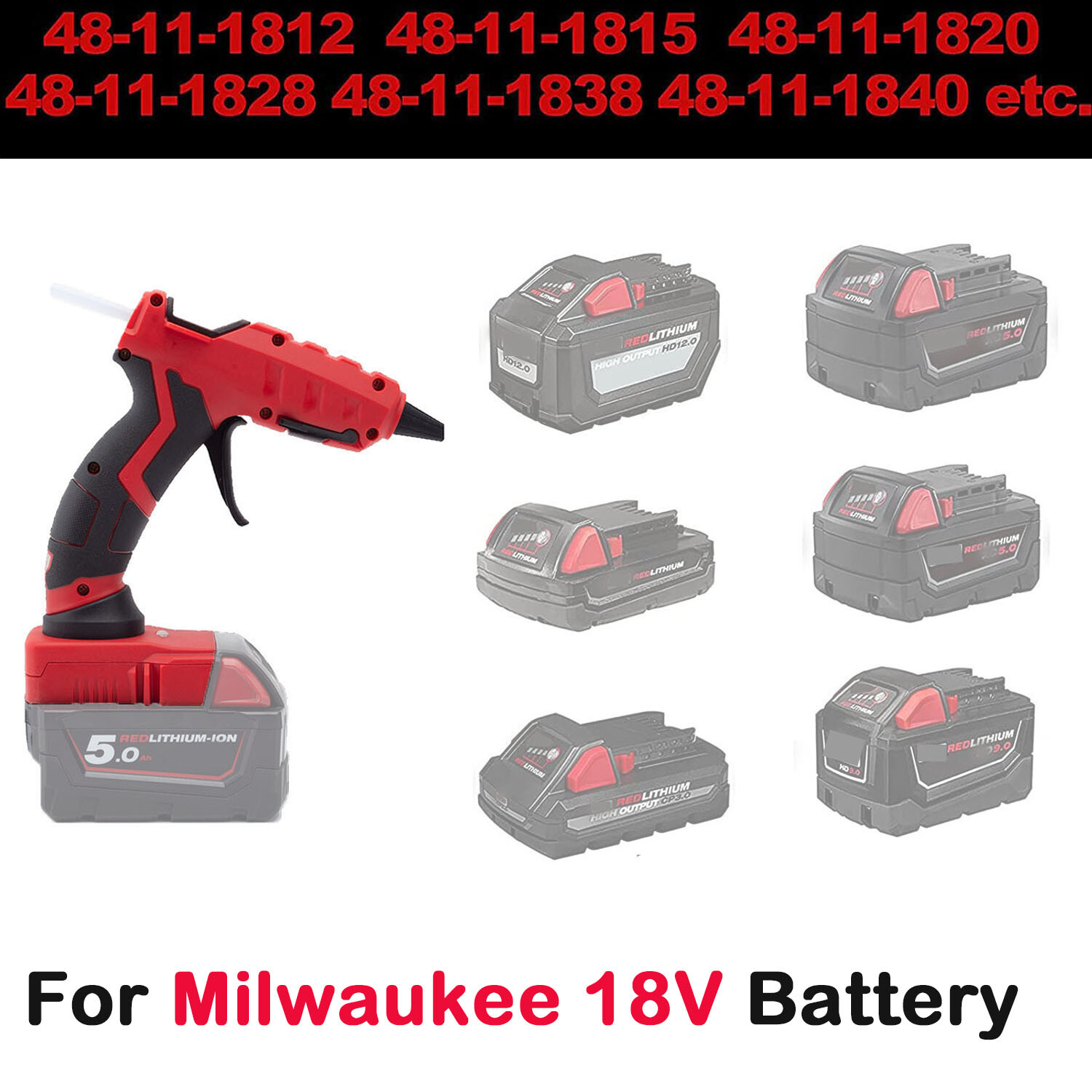 Cordless Hot Melt Glue Gun For Crafts & DIY Art For Milwaukee 18V Li-ion Battery