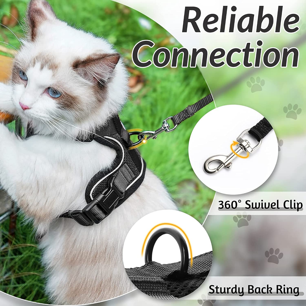 rabbitgoo Pet Cat Harness and 59" Leash Escape Proof Adjustable Vest for Cats