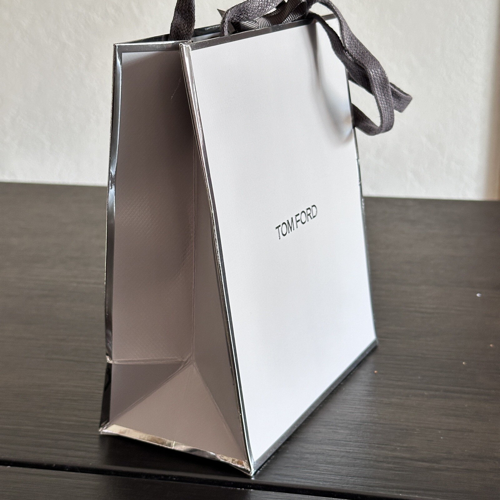 Tom Ford Authentic Gift Paper Shopping Bag Small Grey L 7.5" W 6.5" D 3.5"