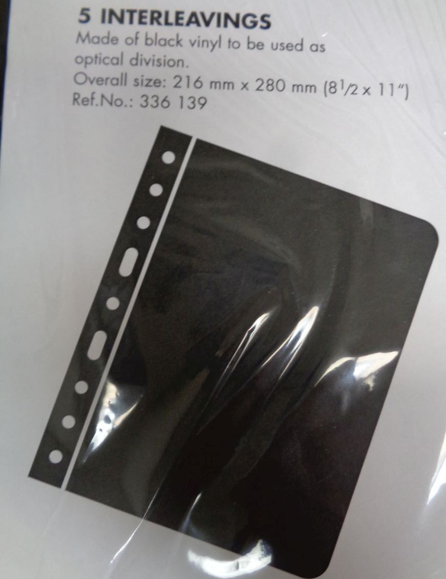 Lighthouse VARIO ZWL Black Interleave for Clear Stock pages pack of 5 NEW