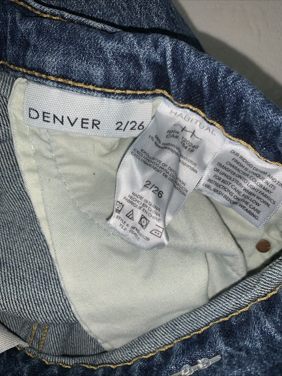 Habitual jeans Denver high rise wide leg raw hem blue stretch denim Sz 28 - 6