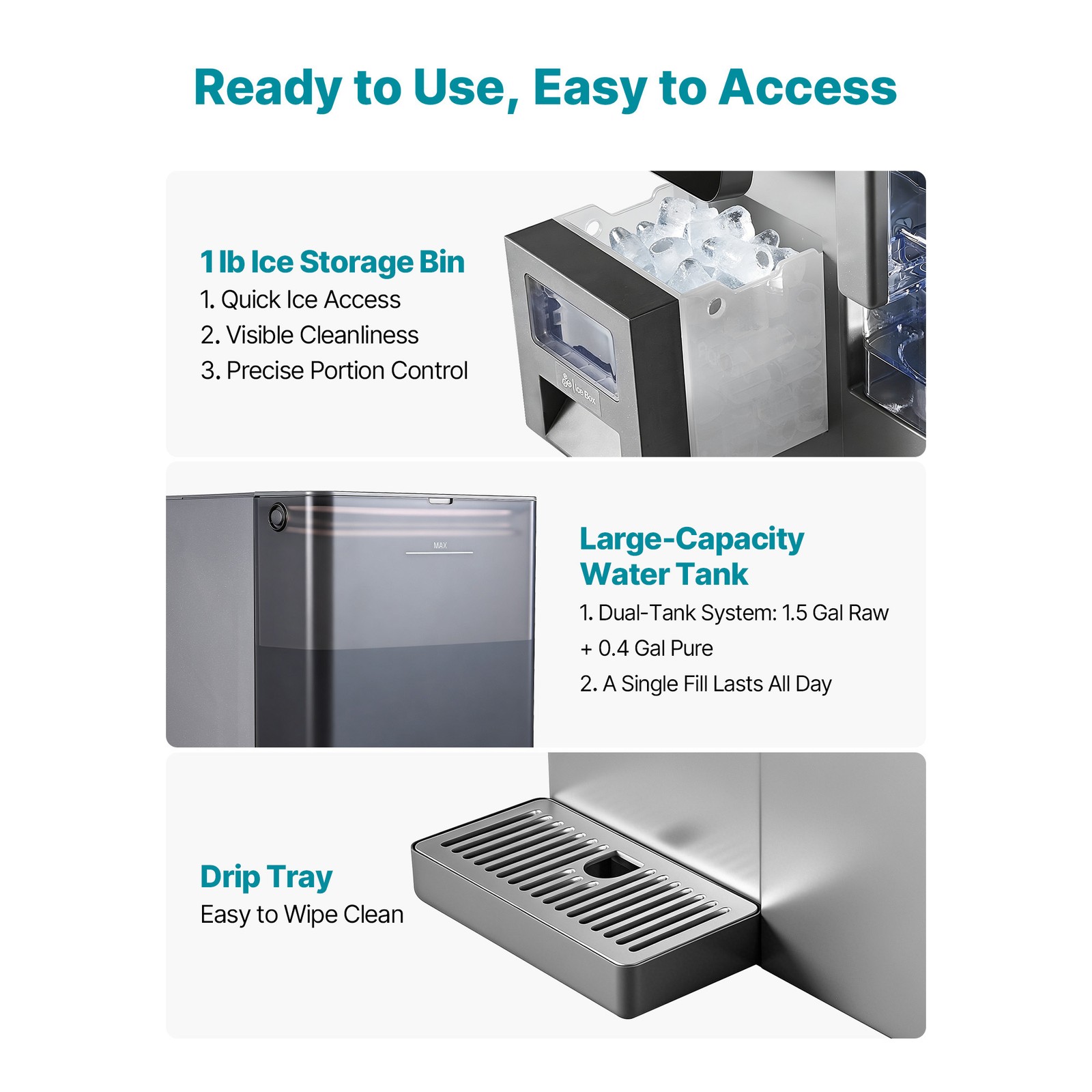 Uimoso 4-in-1 Countertop Ice Maker with Water Filter and Dispenser