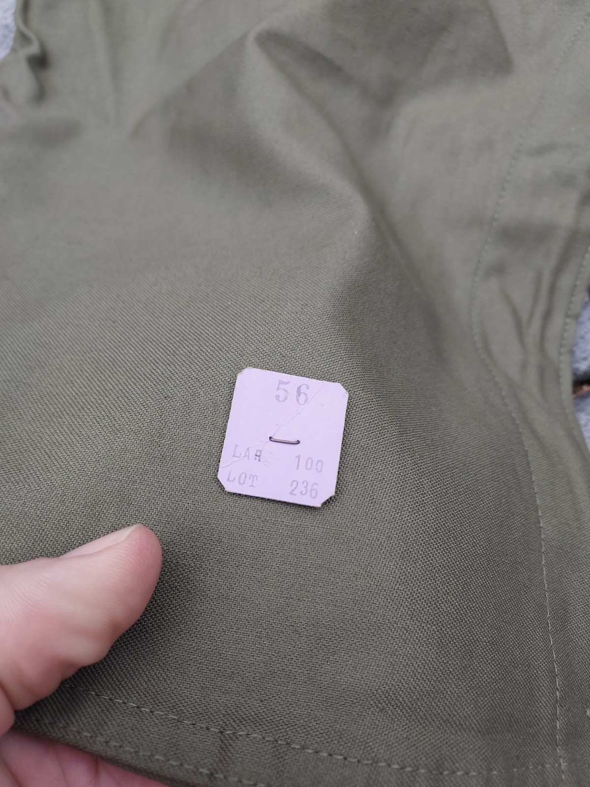 WWII WW2 US Army M1943 OD Field Jacket Hood M-1943 Hood Size Large Cutter Tag